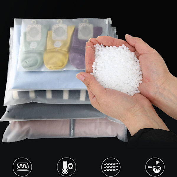 50 stk/pakke Svømmematte Frosted Pouch Svømmepose Vanntett Forseglet Pose Transparent Glidelåspose Klær BH Sko Oppbevaring