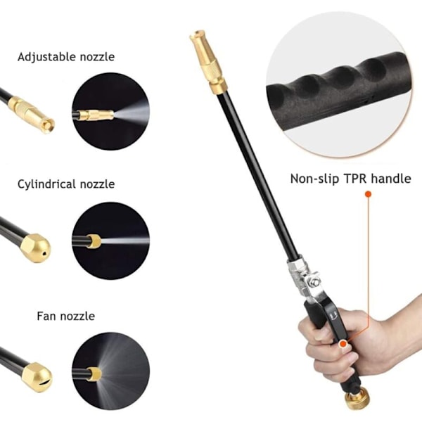 Trycksättningsmunstycke, Vattenstrålepistol Högtrycksslang för Trädgårdsslang, Högtryckstvättmunstycke, för Biltvätt Fönster, Vattning