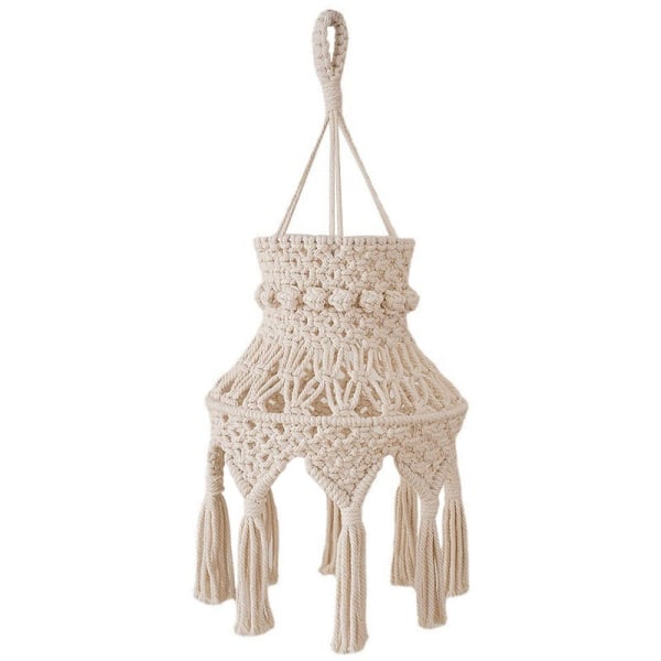 Boho Macrame Lampskärm Hängande Pendel Ljusskydd, Lampskärm för Sovrum Barnkammare Sovsal Heminredning