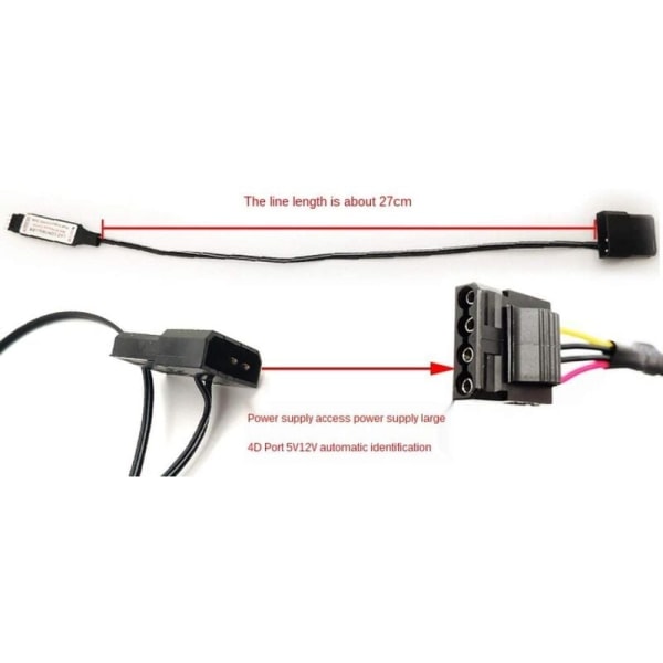 Computer Fan Lighting Effect Controller, 5V 3Pin/12V 4Pin RGB Fan Udstyr Wire Control/Fjernbetjening med On/Off