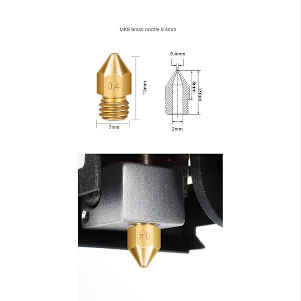 24 stk MK8 Messingdyse til 3D-printere Hotend 1.75MM Filament J-Head Cr10 Varmeblok Ender3 M6 Gevind