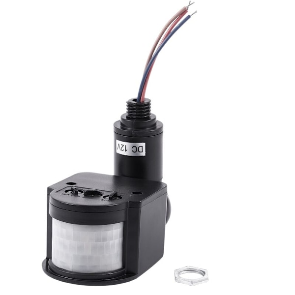 12V DC PIR Auto Infraröd Rörelsesensor Switch Utomhus för LED-Ljus, Svart