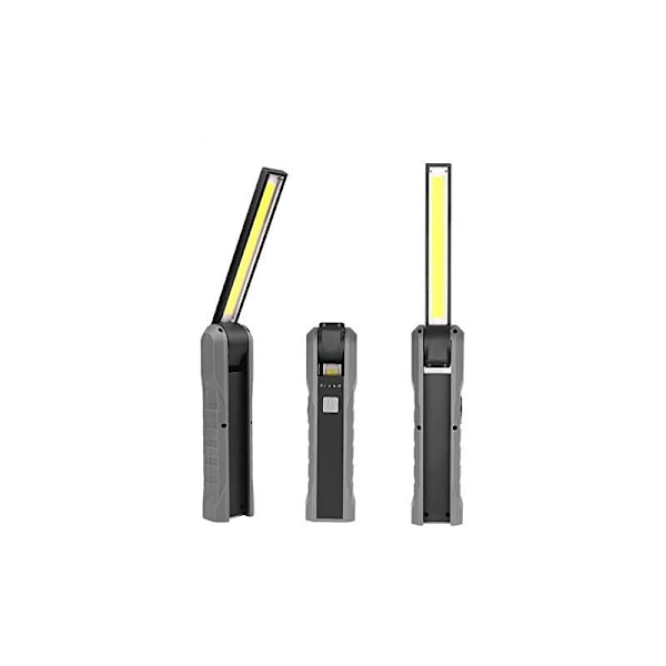 Laddningsbar LED-ficklampa, COB Laddningsbar LED-arbetslampa Ficklampa med Magnetisk Bas 3 Lägen 210 Grader Vikbar för Camping, Bilreparation, Em