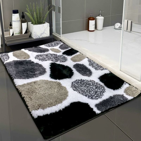 Skridsikker bademåtte, ekstra blødt mikrofiber badeværelsestæppe, maskinvaskbar absorberende gulvmåtte 50x80cm (50x80cm, Grå)
