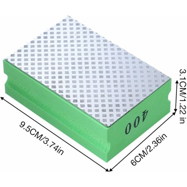 Diamant håndslibningsblok, diamantpoleringspuder, til polering af sten, glas, fliser 400 grit