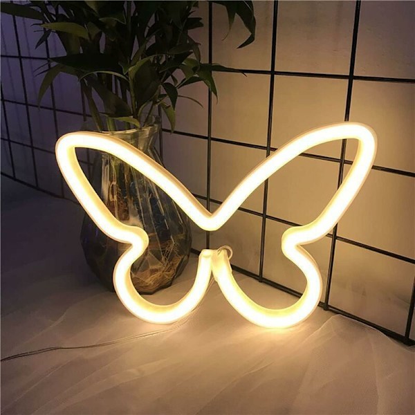 2-pack fjärilsneonljus för vägg, kontor, sovsal, bröllop, födelsedagsfest, inredning, LED-fjärilsneonljus, fjärilsdekorationer för tonåringar