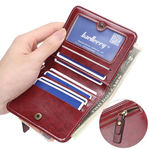 Kvindemode kort pung Multi-Card Slot Møntpung Kortholder med lynlås