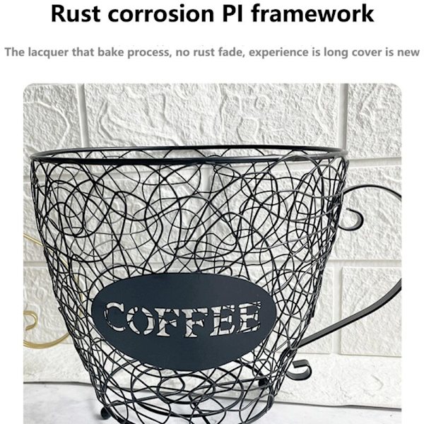 Kaffe Kapsel Oppbevaringskurv Universal Kaffe Kurv Kaffe Kopp Pod Organizer Holder Svart for Hjem Cafe Hotel Svart