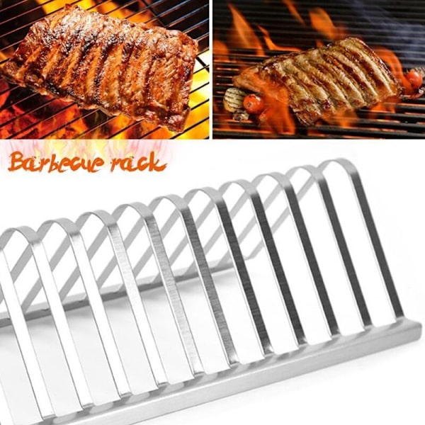 Grillrist i rustfrit stål til grillning af ribben, grillning, grillning utomhus, picknickredskap, 2 delar