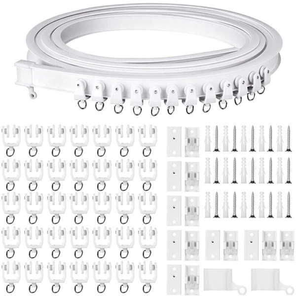 5 meter PVC böjd gardinskena spår tyst glidande spår kan vikas U-formad L-formad skena gardintillbehör