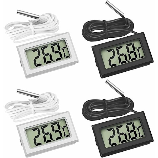 Mini digitaalinen LCD-lämpömittari lämpötila-anturilla, Guazhuni (2x musta 2x valkoinen)