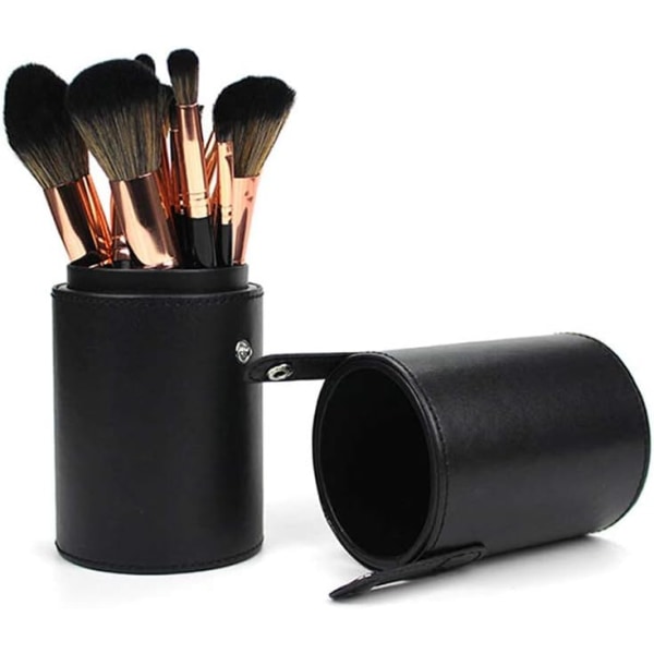 Stor makeup børsteholder læder transportable børster opbevaringstaske (sort)