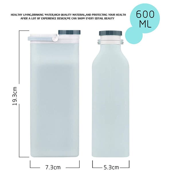 Taitettava silikoniset vesipullo, 600 ml, 3,5 oz, 2 kpl