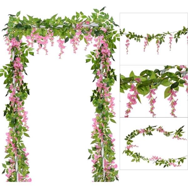 4 Stykker 2 Meter / Stykke Kunstig Filigran Wisteria Girlander Kunstig Wisteria Hengende Blomst Hage Bryllup Blomsterdekorasjon