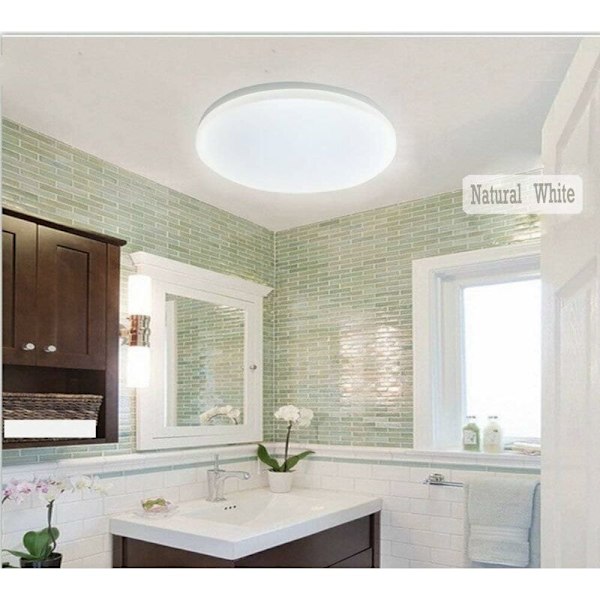 12W LED Taklampe, 23 x 5 CM Taklampe, Vanntett IP44, Nøytral Hvit 4000K, Rund LED Lampe for Bad, Soverom, Gang, Inngang, Sett