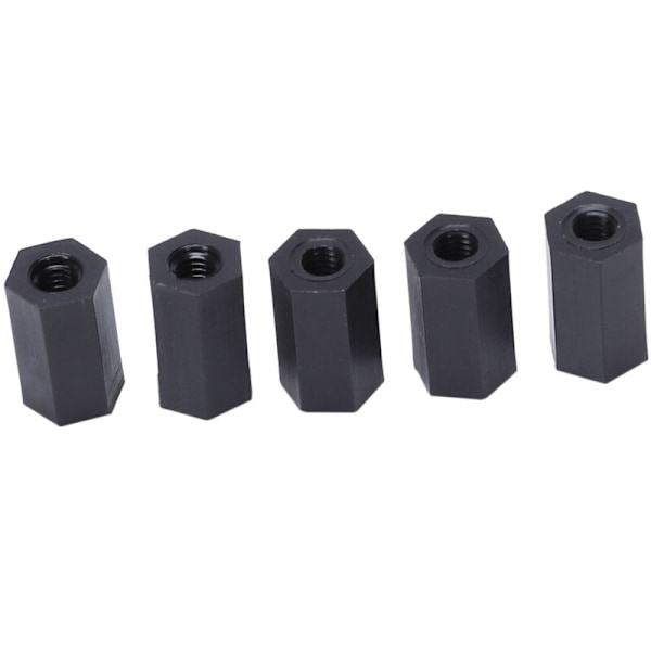 M3x10mm Nylon Hexagonal Afstandsstykke Sort Gevind 100stk