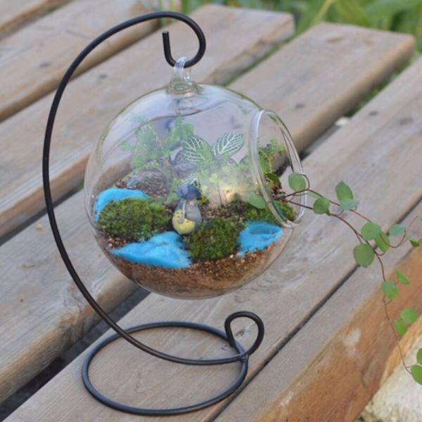 8cm Ripustettava lasikukka maljakko kasvimaljakon jalusta pidike terraarioastia kynttilänjalka tealight pidike kodinsisustus