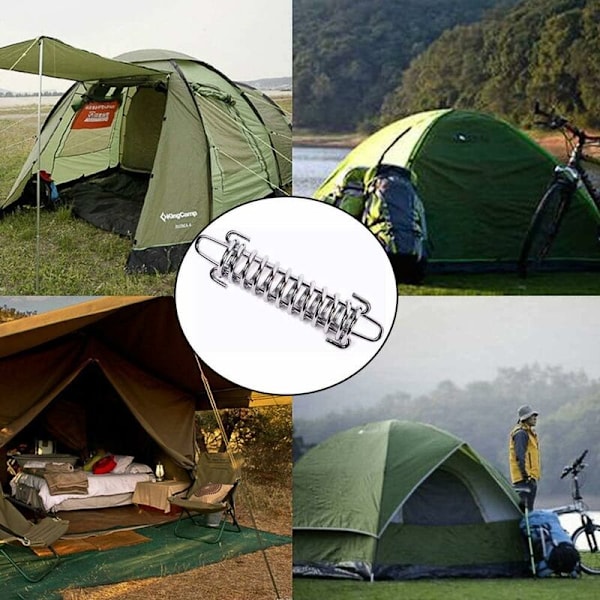 6 stk Markise Stål Fjær, Telttoustreng Strammer, Heavy Duty Tau Strammer, Utendørs Camping Høy Styrke Sving Fjær for Campingtelt For Presenninger