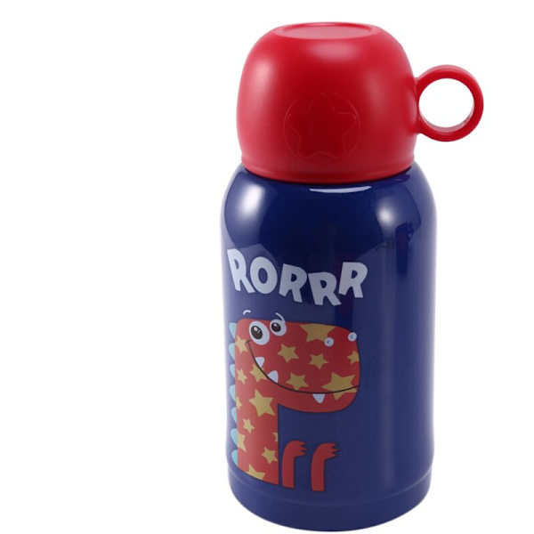 500 ml:n kaksinkertainen seinäinen lasten termospullo ulkoilumatkoille, sarjakuvakuppi, ruostumattomasta teräksestä valmistettu tyhjiöpullo, sininen