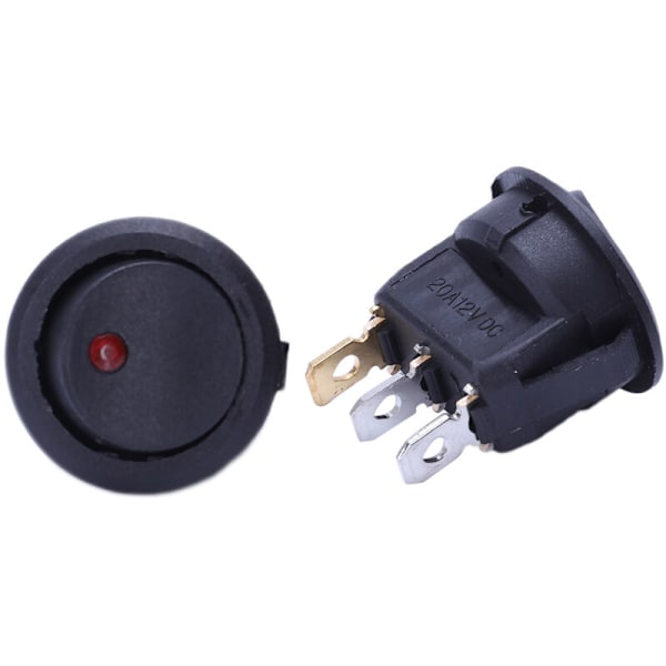 20 st 12V 20A Ström On/Off/3-läges Terminal Rund Rocker LED Växelspak Blå och Röd