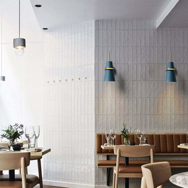 HJXDtech värikäs sarvivalaisin, pohjoismainen moderni metalliseinävalaisin E27, teollisuustyylinen messinkiseinävalaisin ravintola käytävään makuuhuoneeseen olohuoneeseen - B