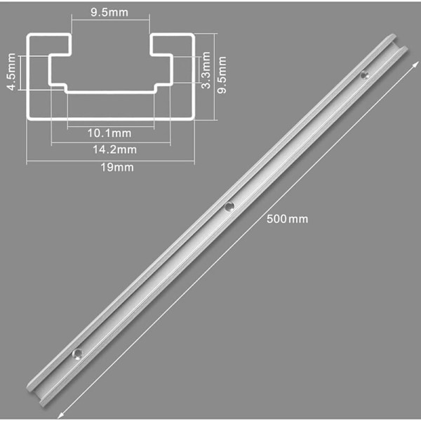 Spår för Gehrungssåg, 2 st T-spår för Gehrungssåg, Aluminium T-spår, T-aluminiumlegering, Aluminiumlegering T-spår, T-spårskena, T-spår för Gehrungssåg, T-spårskena