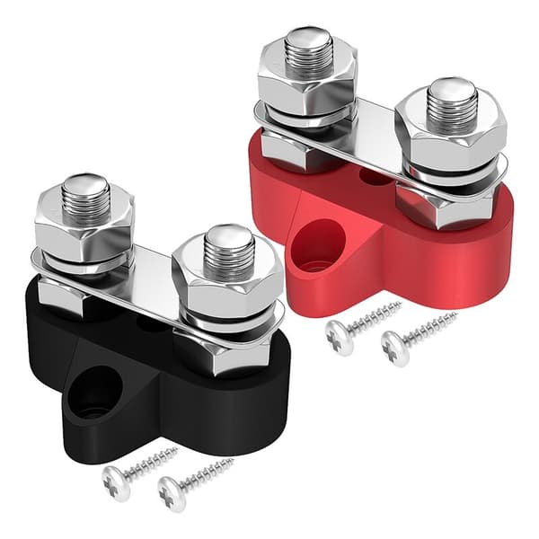 Terminalblok Studser 5/16 Tommer M8 48V Samleskinne Junction Isoleret Heavy Duty Strømfordeling Stud Sort og Rød