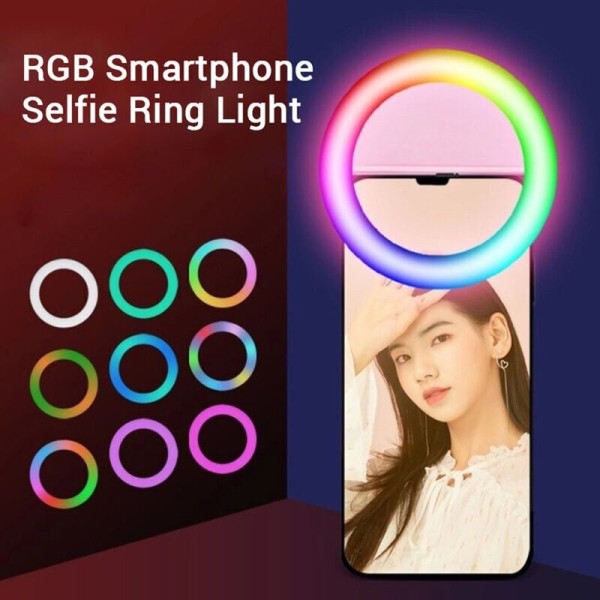 Mini Clip-On Smartphone Selfie Selfie Light Rgb Led Lampe De Beaute Lumineuse Batterie Rechargeable Integree Pour Smartphones Tablettes Ordinateurs