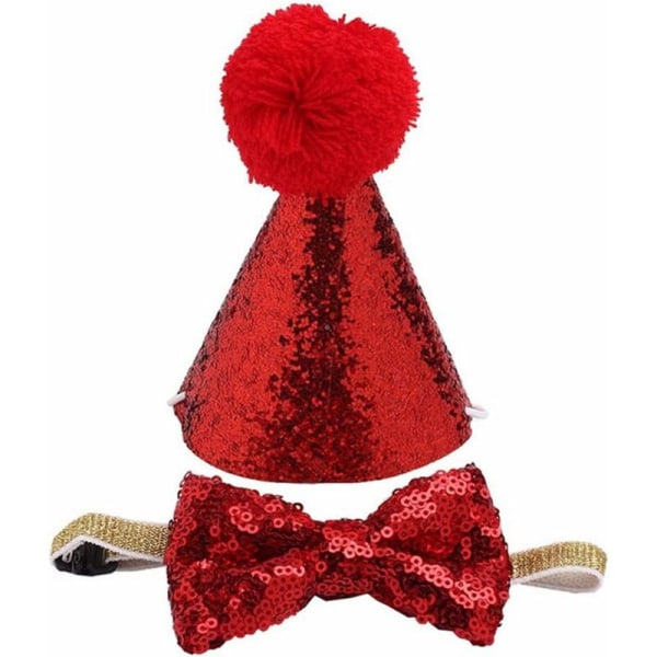 Pet Hat og Bow Tie, 2 stykker (RØD) -