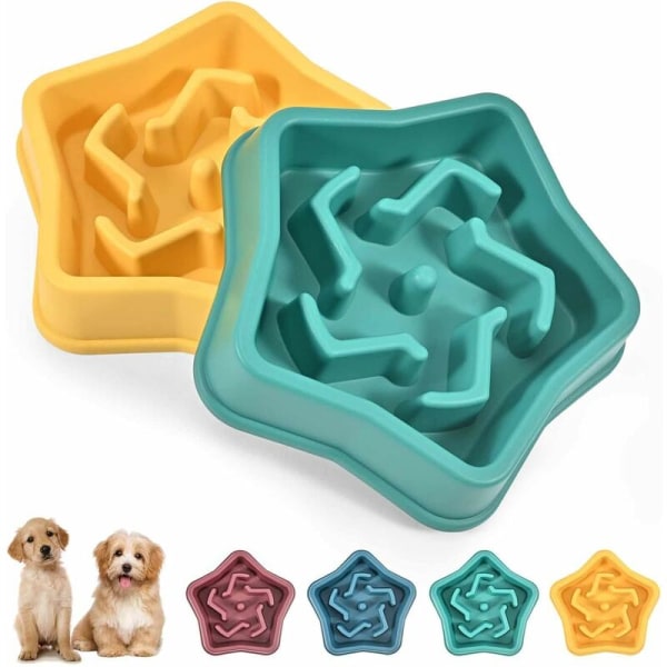 2-delad långsam matare, halkfri hundskål, rolig matskål, miljövänlig, giftfri, förhindrar kvävning, hälsosam design för att äta husdjur