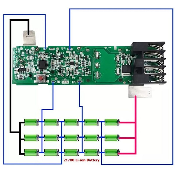15X21700 Lithium Ion Batteri Case Udskiftning, PCB Opladningsbeskyttelseskort til 18V 12Ah Lithium