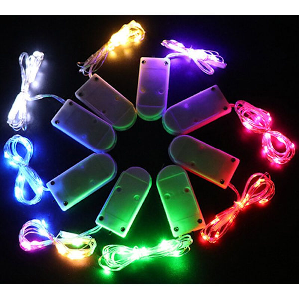 2-pack 6,5 fot 20 LED-lampor, Batteridrivna Fe-lampor för Uteplats, Sovrum, Semesterdekoration, etc. - fyra färger