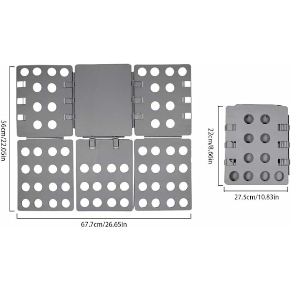 Brettsom Folding Linen Klesbrett 56 x 68 Cm Brett for Klesfolding T-skjorte Bukser Klesplagg Håndkle (Grå)