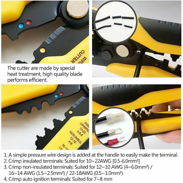 Automatisk Trådavskärare och Trådkappare för Kabeldiameter Crimpningstång Trådavskärare Crimpning Crimpning Crimpning Multifunktionell 0,2-6mm2