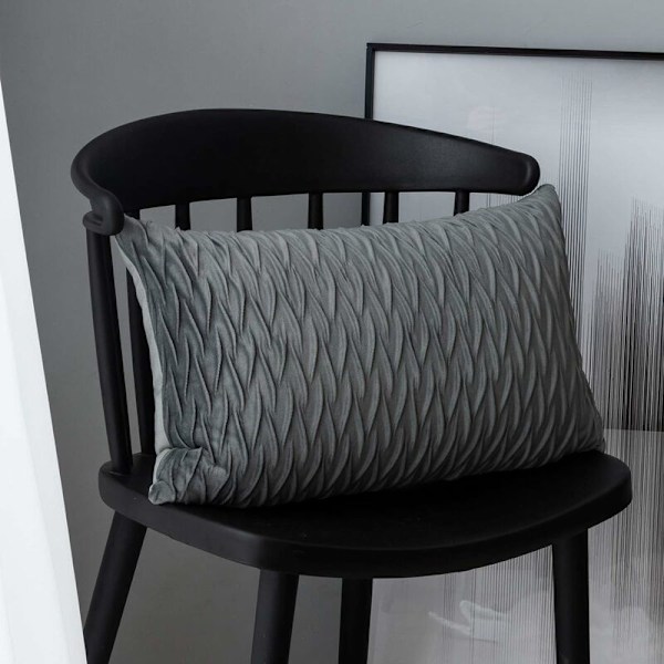 Sammetskuddar 30x50cm för Vardagsrumssoffa - Set om 6 Enkla Mönster Kvadratiska Kuddfodral Sovrumsdekoration, Grå