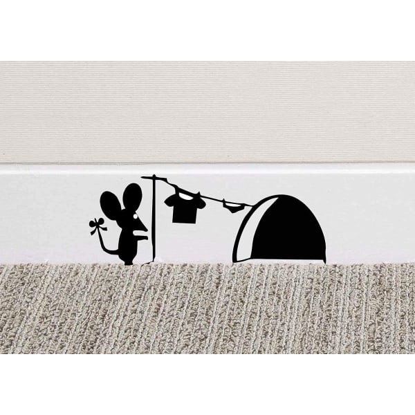 4 STK Mouse Hole Wall Art Stickers Vasket Vinyl Decal Mus Hjem Baseboard Moro
