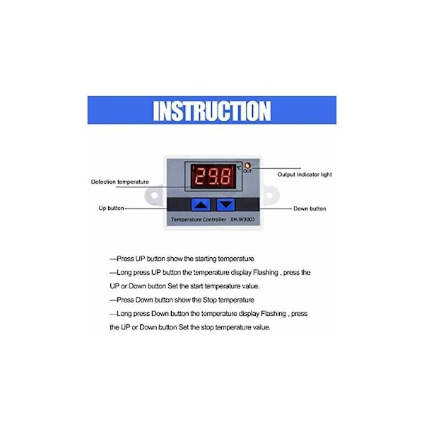 220V Digital Termostat Temperaturregulator Kjøling og Oppvarming Kontroll