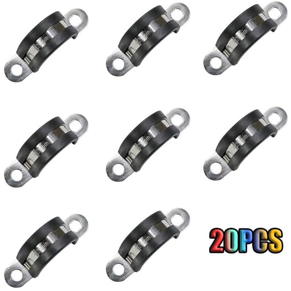 20 stk 25mm gummibåndsstropp 304 rustfritt stål gummipolstret kabel, 2 hull U-rørstropp for rør, rør