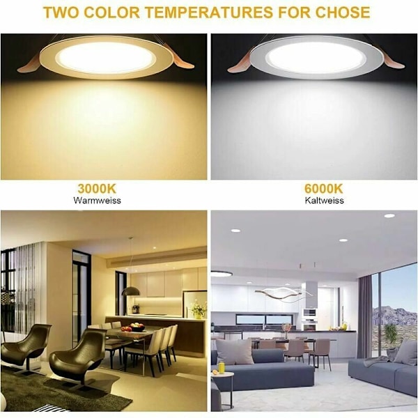 LaBlanc LED Nedfelt Spotlys, [Pakke med 4] 7W LED Nedfelt Spotlys Bad, 6000k Kald Hvit LED Nedfelt Spotlys Ekstra Flat 40° Justerbar Ce
