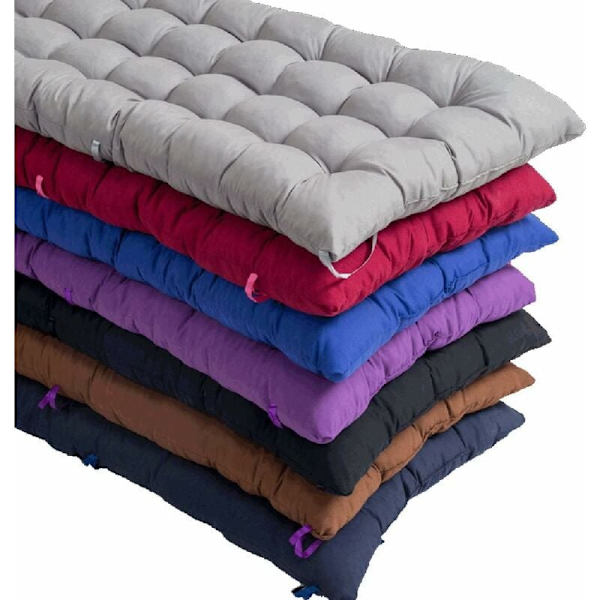 Rektangulær bomulds pude til 2 eller 3 personers havebænk, 8 cm tyk, til loungestol, gynge, terrasse, indendørs og udendørs, grå, 110 x 40 cm