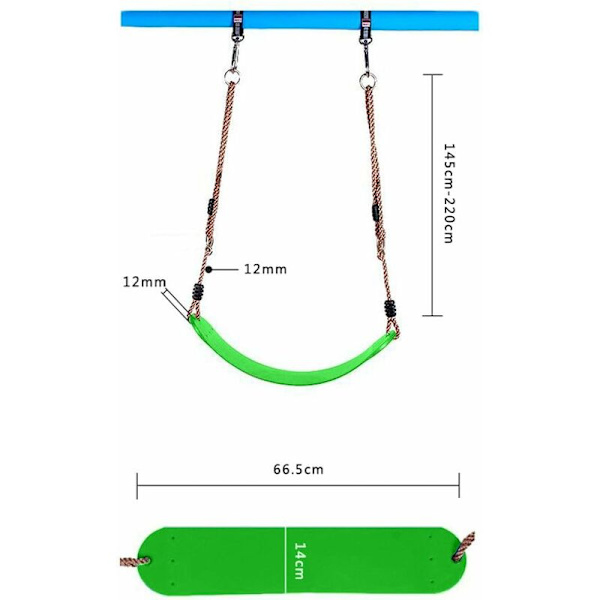 Lasten keinuistuin köydellä Joustava EVA-materiaali 66x14cm Max kuorma 150kg (Vihreä)