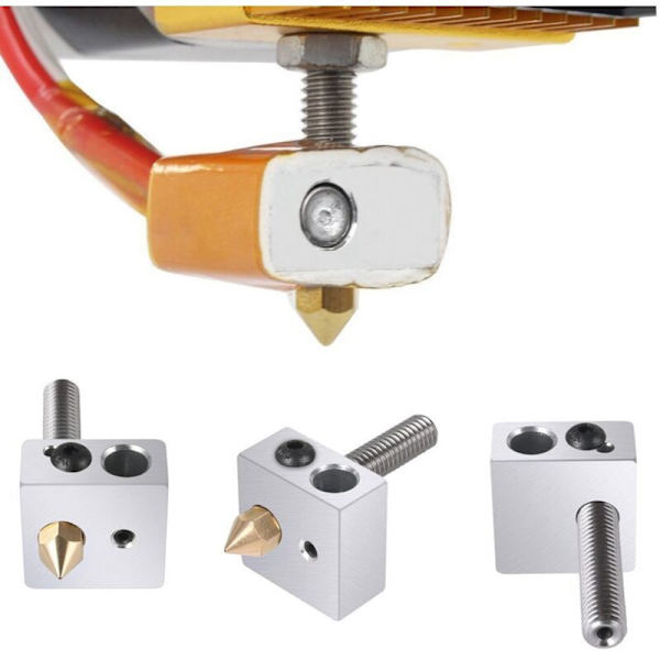 3D-skrivardel 0,4 mm munstycke för extrudering + 1,75 mm rör + värmeblock för MK8 3D-skrivartillbehör