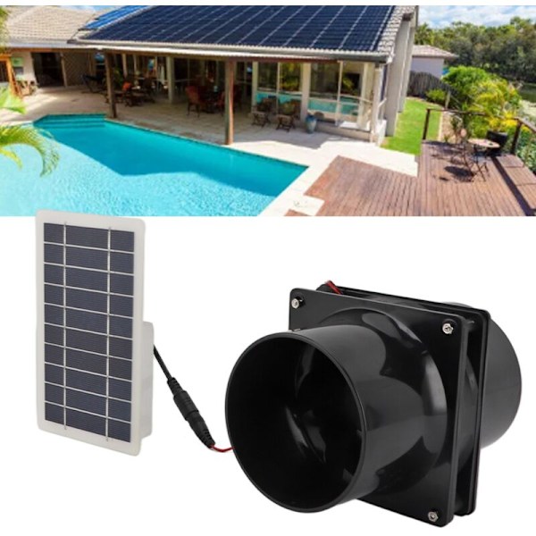 10W 12V Solcellsdriven Avluftfläkt för Runda Rör ABS Solpanel Fläktset för Husdjurshus Kycklinghus Husbil Växthus