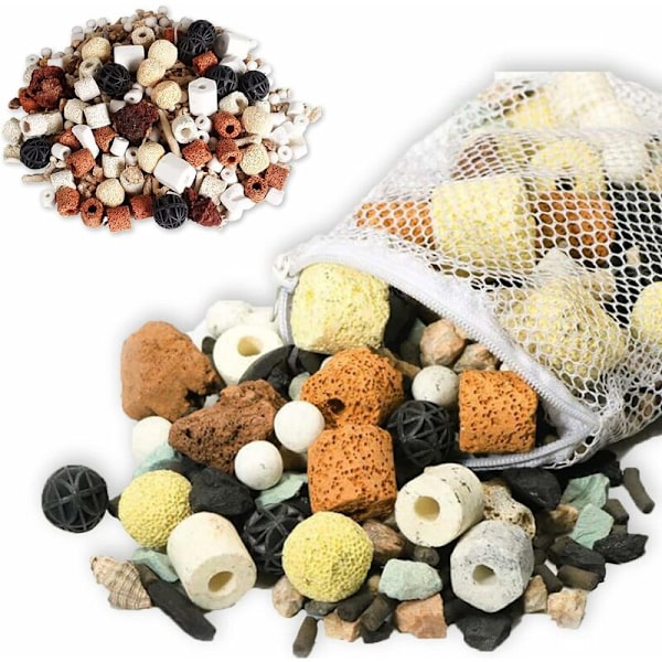 500g Akvariumfiltermedia, 12-i-1 Akvariumfiltertillbehör, Keramiskt Biologiskt Filtermedia för Akvariumfisktank - DENUOTOP