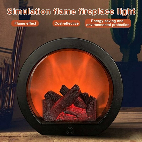Simuleret Flamme Pejslys, Realistisk LED Pejslygte med Berøringskontakt, Batteridrevet/USB-drevet LED Flammeeffekt Bordlampe til I
