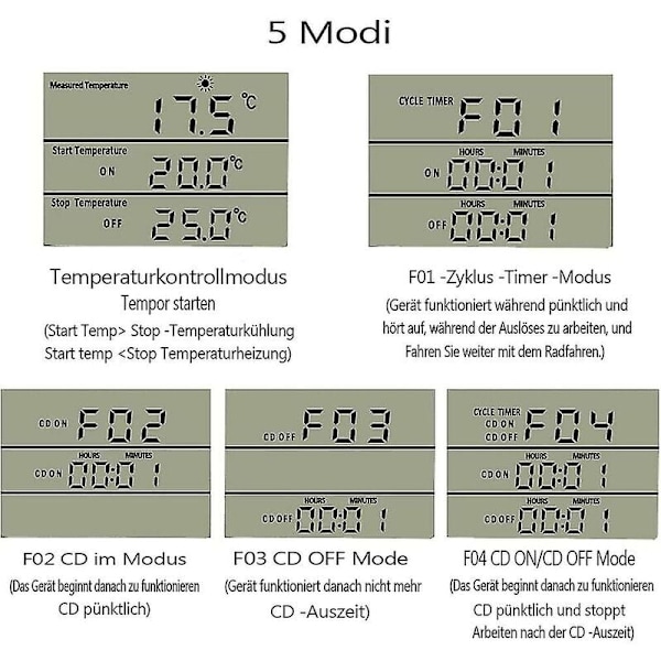 Ketotek 230 V temperaturregulator stikkontakt med sensor Digital termostat stikkontakt med timer stikkontakt Termostat tidsbryter for drivhus akvarium