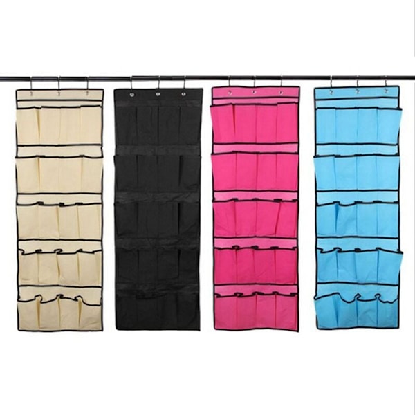 20 Lommer Stor Stoff Oppbevaringsboks Hengende Veske Veggmontert Diverse Organizer Holder Soverom Sko Oppbevaringspose-B