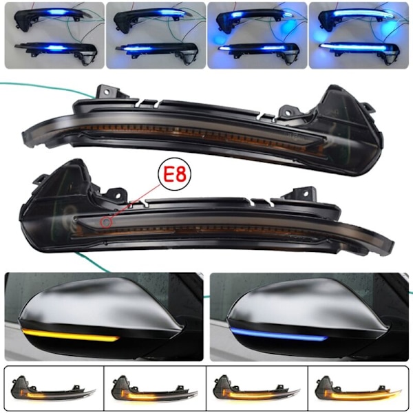 Bil LED dynamisk blinkers bakspegelindikator för A6 RS6 4G C7 7.5 2012-2018 Blå-Gul