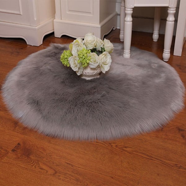 Moderne rund soveværelsesteppe Design Shaggy stue teppe - 100 cm - grå