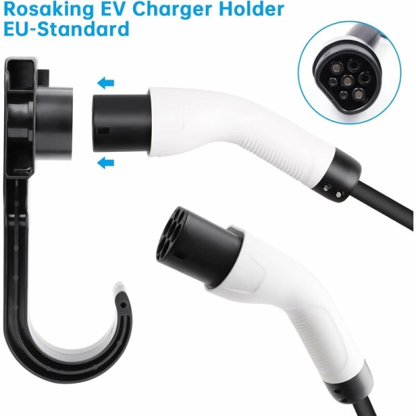 EV Typ 2 Väggfäste för Kabel, Laddkabelhållare, Universell 2 i 1 Väggladdare Stöd EU Elfordonsladdningsstation med Robusta Delar I